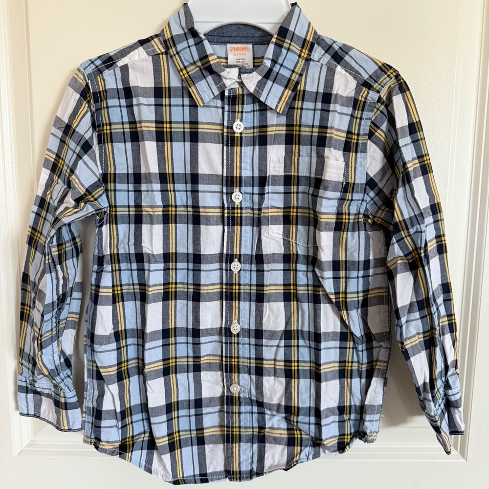 Gymboree Plaid Button-Down Shirt - Blue, Yellow, White